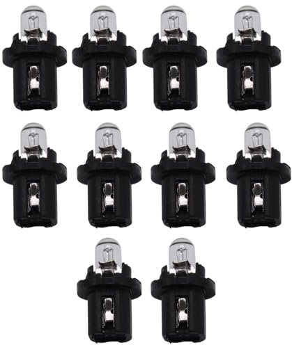 SHLPDFM 10 Stück Autolampen Glühbirne Instrumentenbeleuchtung mit Halterung T5 12v 1,2w B8,5D