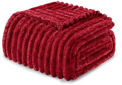 Exclusivo Mezcla Kuscheldecke Flauschig Fleecedecke Flanell Decke, Leichte und Warme Sofadecke Couchdecke für Ganzjahreszeit, 150 x 200 cm Weinrot