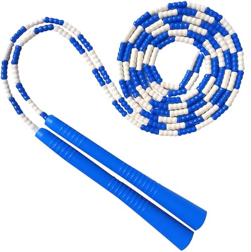 WBZOWRB Rope Skipping Seil,Beaded Jump Rope Springseil Verhedderungsfrei 2.5M Verstellbare Länge Blau Für Kinder Und Erwachsene