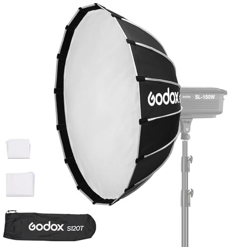 Godox S120T 120cm/47.2 Schnellverschluss Schirm Softbox Umbrella Softbox Bowens Mount Diffuser Quick Release Compact with Bag and Soft Cloth for Photography Speedlite Continous Light Monolight