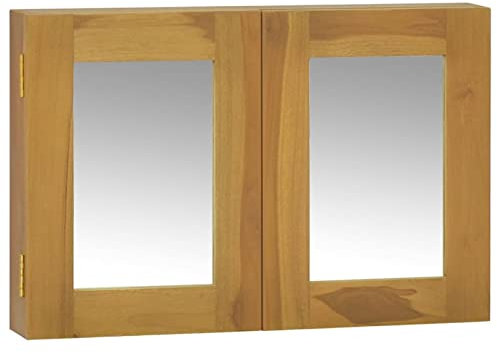 Homgoday Spiegelschrank aus massivem Teakholz, 60 x 10 x 40 cm