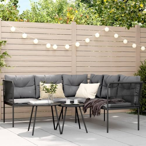 ShGaxin Sofá de jardín con Cojines Acero y textilene Negro, Sofás para Patio, Sofa Exterior Jardin, Sofa Terraza, Mueble De Jardin Exterior - 3283740