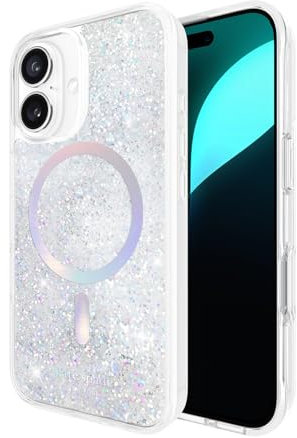 Kate Spade New York iPhone 16 Case - Compatible with MagSafe - Designer Phone Case - Liquid Glitter Iridescent