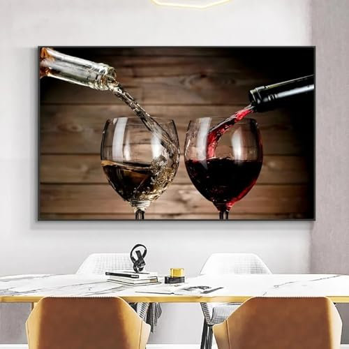 CHAOJIART Peinture sur toile vintage en verre de vin rouge, art mural, affiches et impressions de tonneau de vin, cave à vin pour bar, décoration de salon, 30 x 50 cm, sans cadre