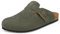 Intini Pantoletten Damen Clogs Hausschuhe Geschlossen Herren mit Fußbett Leder Gartenschuhe Sommer Sandalen Latschen Bequeme Weiches Grün 41