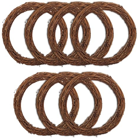 Geytetqi 7 PCS Natural Grapevine Wreaths - 12 Inch Beautiful Vine Branch Wreath, Rattan Wreath, Grapevines Wreath Bulk, Ideal for DIY Crafts and Christmas Decorations, Ideal for Outdoor and Indoor Use