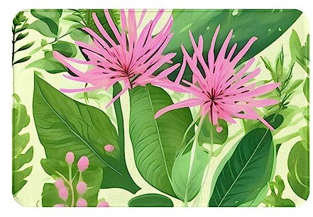 chenfandi Pink Plant Flowers Front Door Mat, 40 X 60 Cm Welcome Mat,%^ Non-Slip Front Door Mat, Indoor/Outdoor Welcome Mat