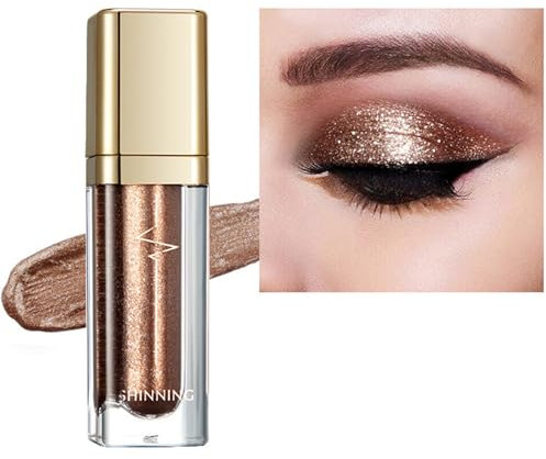 Rose Gold Liquid Glitter Eyeshadow Palette - Shimmering Gold Sparkly Cream Eyeshadow for Eye Makeup, Long-Lasting, Waterproof Eye Glitter for Parties Day & Night Looks