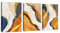 3 Pcs Boho Orange Bleu Géométrique Tableau Décoration Murale Salon Mid siècle Abstrait Marbre Or Peintures Impression sur Toile Peintures sur Toile Décoration Murale pour Chambre Maison Bain 30x40cmx3