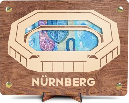 Nürnberg Geldkarte - XL Geldgeschenk aus Holz inkl. Ständer | Nürnberg - Nürnberg Fanartikel, Nürnberg Geschenk, Karte für Nürnberg Fans, Geschenk Nürnberg