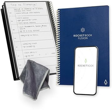 Rocketbook Fusion Planner Agenda Appunti Digitale Riutilizzabile, Formato Executive 15 cm x 22,4 cm, Blu Navy - Calendario Mensile e Settimanale, To-Do List Giornaliera, Pagine a Righe e Puntinate