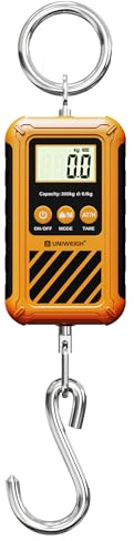 UNIWEIGH Digital Hanging Scale,Mini Crane Scale 300kg/660lb,Postal Luggage Scale with LCD Display,Portable Handheld and Large Hook,Deer Scale with Hold &Tare Function for Garage Farms Hunting Fishing