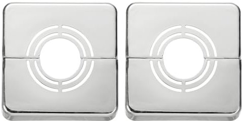 sourcing map 2pcs Wall Split Flange 0.79 (20mm) Plastic Square Adjustable Split Flange Pipe Cover Clip-on Escutcheon Collar Under Sink Pipe Radiator for Bathroom Kitchen Toilet, Silver