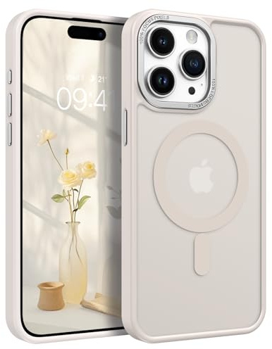 YINLAI für iPhone 15 Pro Hülle Kompatibel mit MagSafe,Handyhülle Magnetische Translucent Matte Stoßfest Kratzfest Rückseite Cover Case Schutzhülle für iPhone 15 Pro 6.1,Grauweiß