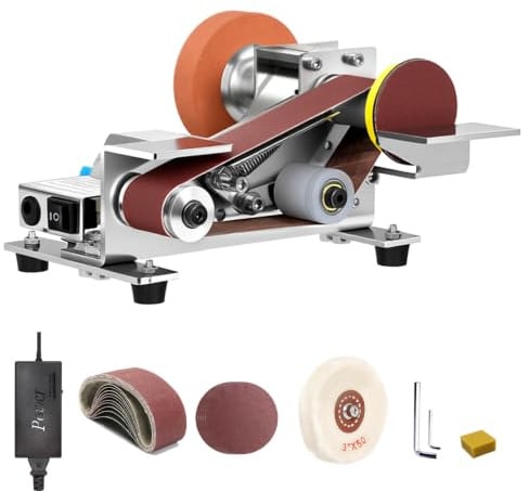 Belt Sander Electric Knife Sharpener Features 15-Degree Bevel And 90-Degree Platform Grinds Wood, Metal, Or Polishes Leather Goods And Wood Surfaces Wide Design Ensures Stability And Low Noise