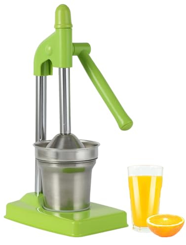 Zitruspresse Edelstahl, Manuelle Saftpresse für Orangen & Zitronen, Robustes Entsafter-Gehäuse mit Anti-Rutsch Füßen, Leicht zu Reinigen (Green)