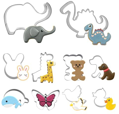 Wemoralix 10 Pcs Animal Cookie Cutters Set, Food-Grade Stainless Steel Biscuit & Sandwich Shapes for Kids, Creative Baking Tools for Party & DIY Decor