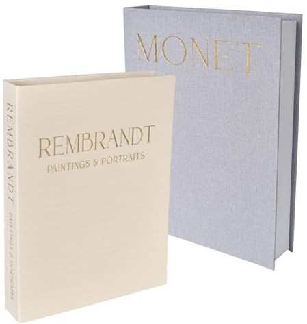 Colexy Dekobücher Set Aufbewahrung, 2 Stück Buchboxen Leinen, Buch Aufbewahrungsboxen mit Magnetverschluss, Deko Bücher Set Aesthetic für Büro, Zuhuase, Couchtisch, Bücherregale (Grau, Beige)