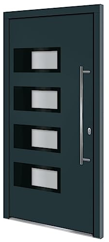 ChicAbode Haustür 100x200cm Nebeneingangstür Kellertür Eingangstür Außentür Wohnungstür Tür Aluminium und PVC AnthrazitRechts