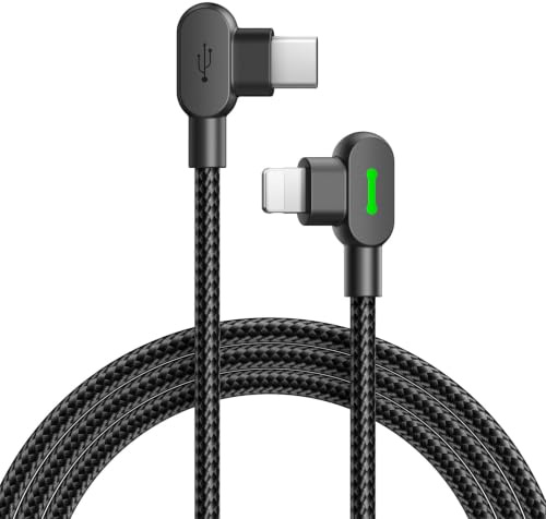 mcdodo USB C auf Lightning Kabel,90° Winkel Schnellladekabel mit LED USB C Ladekabel kompatibel mit iPhone 14/13/12, Nylon Datenkabel für Alltag