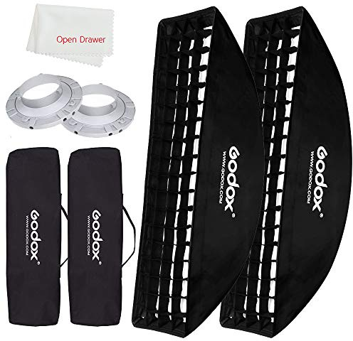 Godox Softbox con griglia a nido d'ape a strisce da 22 x 90 cm, con anello di montaggio Bowens per flash da studio Godox S-Type ¼Ë† 2PCS‰