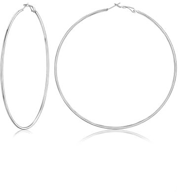 FOCALOOK 100mm Hoop Ohrringe Creolen Große Runde Kreis Ohrringe silberfarben Elegant Ohrschmuck für Frauen Mädchen Bürodamen