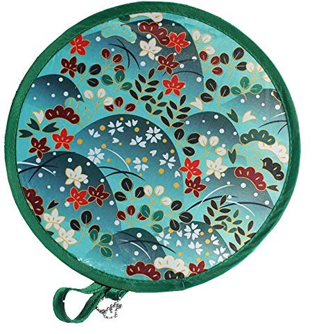 MXY Foldable Fan Japanese Style Summer Handheld Round Folding Fan Beautiful Pattern Festival Decor Wedding Birthdays Home Decoration (Green Leaves)