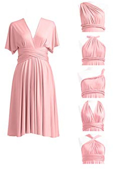 Robe Courte Infinity Demoiselle d'honneur, Portefeuille Multiposition Femme Robe Convertible Soiree Invitée Mariage Longueur du Genou