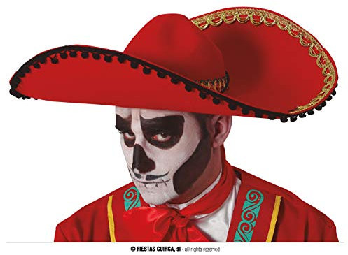 FIESTAS GUIRCA Roter mexikanischer Hut aus Filz, Tag der Toten