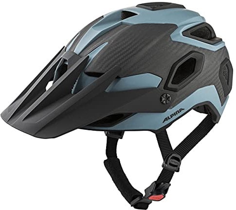 Alpina ROOTAGE - Extrem Robuster, Carbonfaser-Verstärkter Enduro & Trail Fahrradhelm Mit Kühlenden Polstern Für Erwachsene, Dirt-Blue matt, 57-62 cm