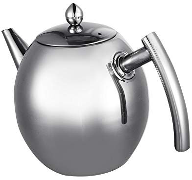 Théière en Inox Théière en Acier Inoxydable Faire du thé et faire une théière cafetière Tea Pot Cafetière Filtre Récipient de bouilloire d'eau de café de théière de thé, Avec filtre(1L/1000ml)