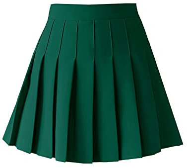 ZHANCHTONG Damen Hohe Taille A-Linie Plissee Mini Rock Kurz Tennis Rock, Dunkelgrün, Mittel