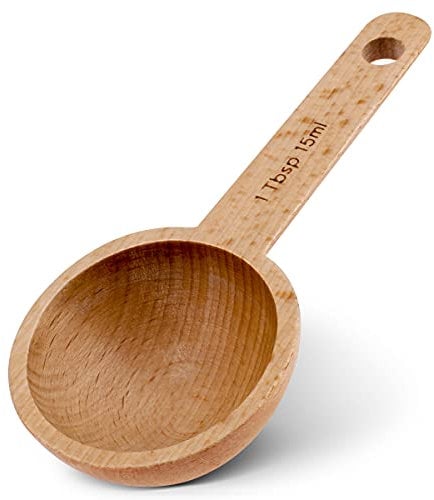 Wooden Coffee Spoon in Beech, Measuring for Coffee Beans, Whole Beans Ground Beans or Tea, Home Kitchen Accessories, Coffee Scoop - 1 Tablespoon, 15ml