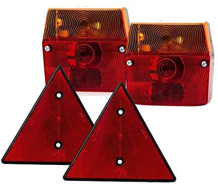 DOJA Barcelona | KIT Pilotos Traseros Remolque + Reflectante Triangular | Pilotos Traseros Tractor 4 Funciones | Piloto de Matricula, Luz de Freno Trasero, Luz de Dirección, Luz de Posicion