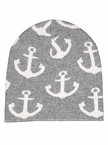 Zwillingsherz Mütze Beanie Slouch mit Kaschmir für Mädchen Jungen Kinder - Hochwertige Cashmere Cap Kappe im Anker Muster Motiv - Perfekt für Frühjahr Sommer Herbst Winter - Warme Haube