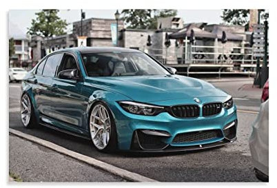 Poster de voiture Bmw F80 M3 sur toile - Décoration murale moderne pour chambre à coucher - 30 x 45 cm