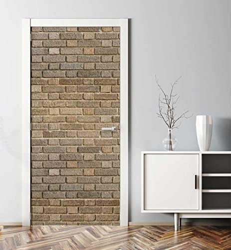 MyMaxxi - Tür bekleben mit Türtapete Türposter Türfolie Selbstklebend 90x200 Backsteine - Tür verschönern Türaufkleber Türklebefolie Steine Mauer gelb