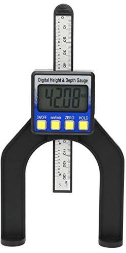 Nimomo 2 in 1 Tiefenmesser Digital Höhenmesser, 0-80 mm Profiltiefenmesser mit Magnetischen Füßen für Frästisch Holzbearbeitung