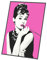 French Unicorn Kunstdruck auf Leinwand, Audrey Hepburn, Star Holywood, Pop Art, Rosa, 30 x 42 cm