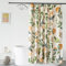 DKLFYDBG Duschvorhang 200x200 Anti-Schimmel aus Stoff mit Blumenmuster, Orange Pfirsich grünes Blatt Duschvorhang Beige, Helle Bunte Duschvorhänge Badezimmer Wasserdicht Gewichtet (200 x 200 cm)