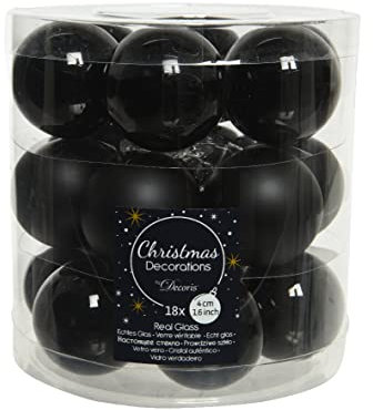 Weihnachtskugeln Glas 4cm x 18 Stück kleine Christbaumkugeln Schwarz