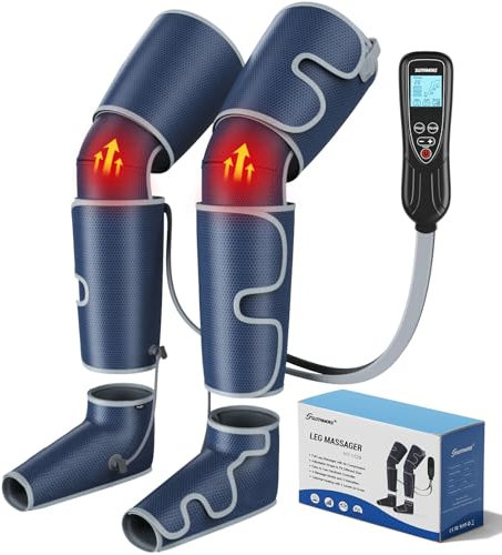 Beinmassagegerat mit Luftkompression & Warme, 4-in-1 FuBwade Oberschenkel Knie Massagegerat fur Durchblutung & Schmerzlinderung, 4 Modi 4 Intensitaten 2 Warmestufen,_10*2 Airbags