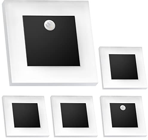 LEDANDO Set LED Treppenbeleuchtung Neutralweiß 4000K inklusive zwei Einheiten mit Bewegungsmelder und 15W Trafo - schwarz, Set:5er Set inkl. 2 x Sensor