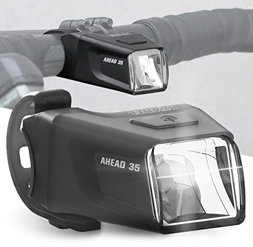 Büchel Ahead Frontlicht I 35/15 Lux Design genau mittig am Lenker StVZO zugelassen und Regenfest LED Fahrradbeleuchtung Fahrradlampe Vorne, Fahrrad Licht, Front, Schwarz