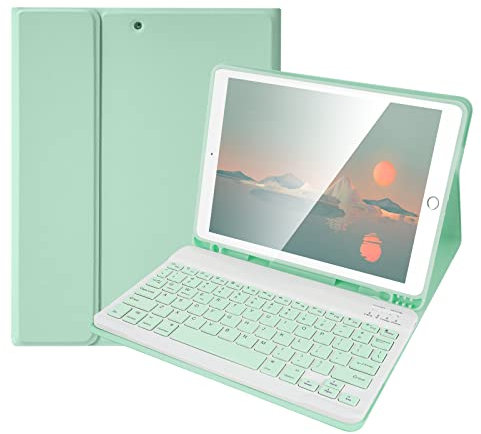 Lively Life Keyboard Case for iPad 6th/5th Generation, Pro 9.7 inch, Air 2/1 - Detachable Bluetooth Keyboard with Built-in Pencil Slot - Green