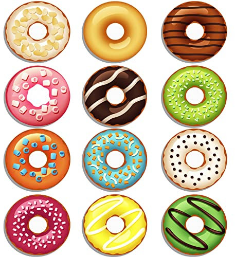 Berkin Arts 12pcs Cute Round Crystal Glass Strong Magnetic Refrigerator Magnet Fridge Sticker Pop Surrealism Made of Glazed Donut Glazed Ceramic