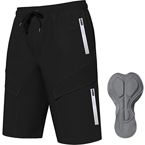 Logas MTB Herren Radlerhose,Herren Mountainbike Shorts Atmungsaktiv Radhose ,MTB Shorts für Männer mit 6 Taschen,Schwarz,L