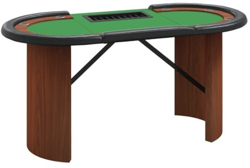 vidaXL Pokertisch, Spieltisch mit Chipablage Getränkehaltern, Klappbarer Poker Tisch in Casinoqualität, Casino Kartenspiel Tisch für 10 Spieler, Grün