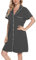 Vlazom Women Soft Nighties V-Neck Button Down Nightdress Classic Boyfriend Style Sleepshirt Relaxed Nightshirt Sleepwear Dark Grey,M