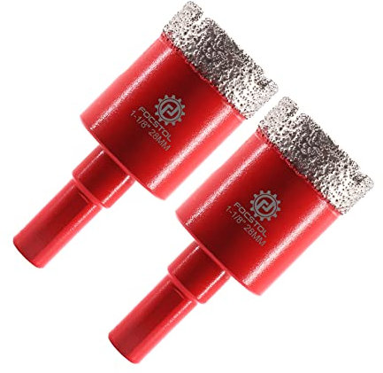 FOCSTOL Brocas Diamante Porcelanico - 2 piezas 28mm Broca Corona Diamante con Vástago Triangular para Gres Porcelanico Cerámica Granito Mármol Cuarzo